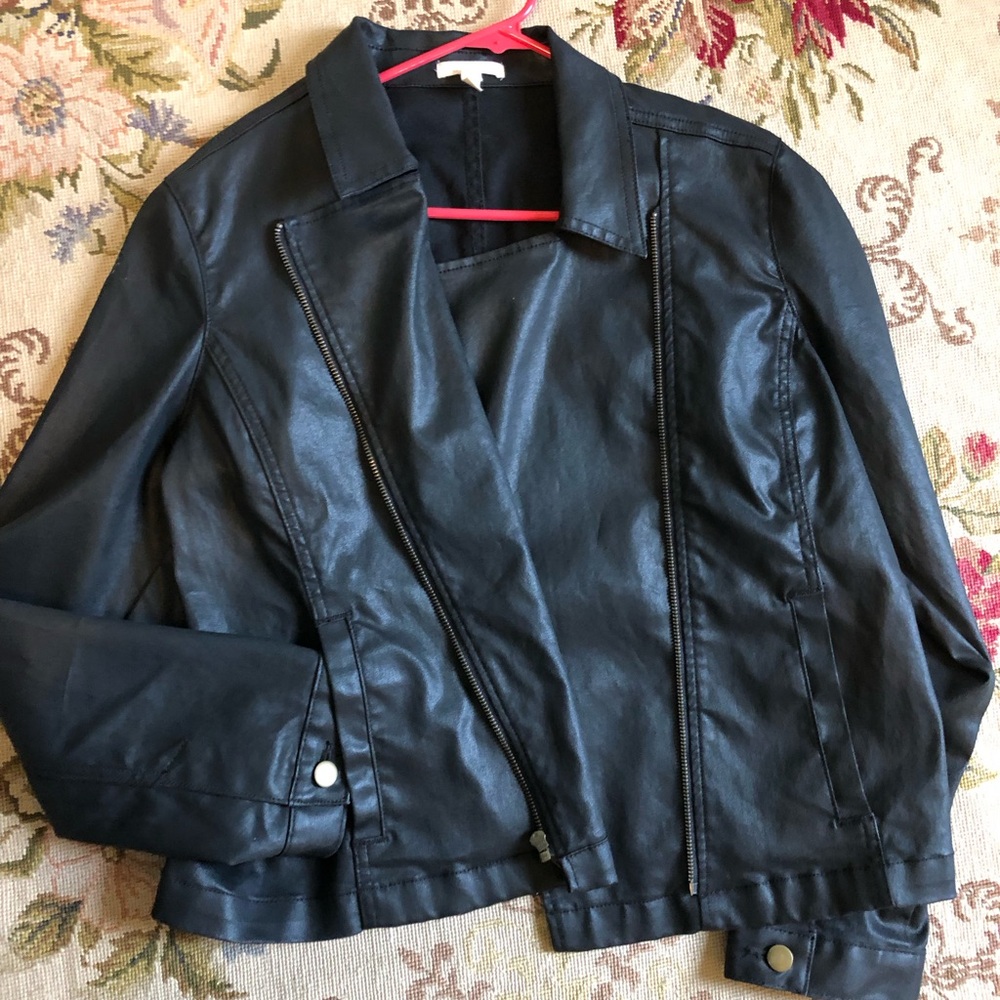 Eileen Fisher Black Jacket Asymmetrical Moto Design